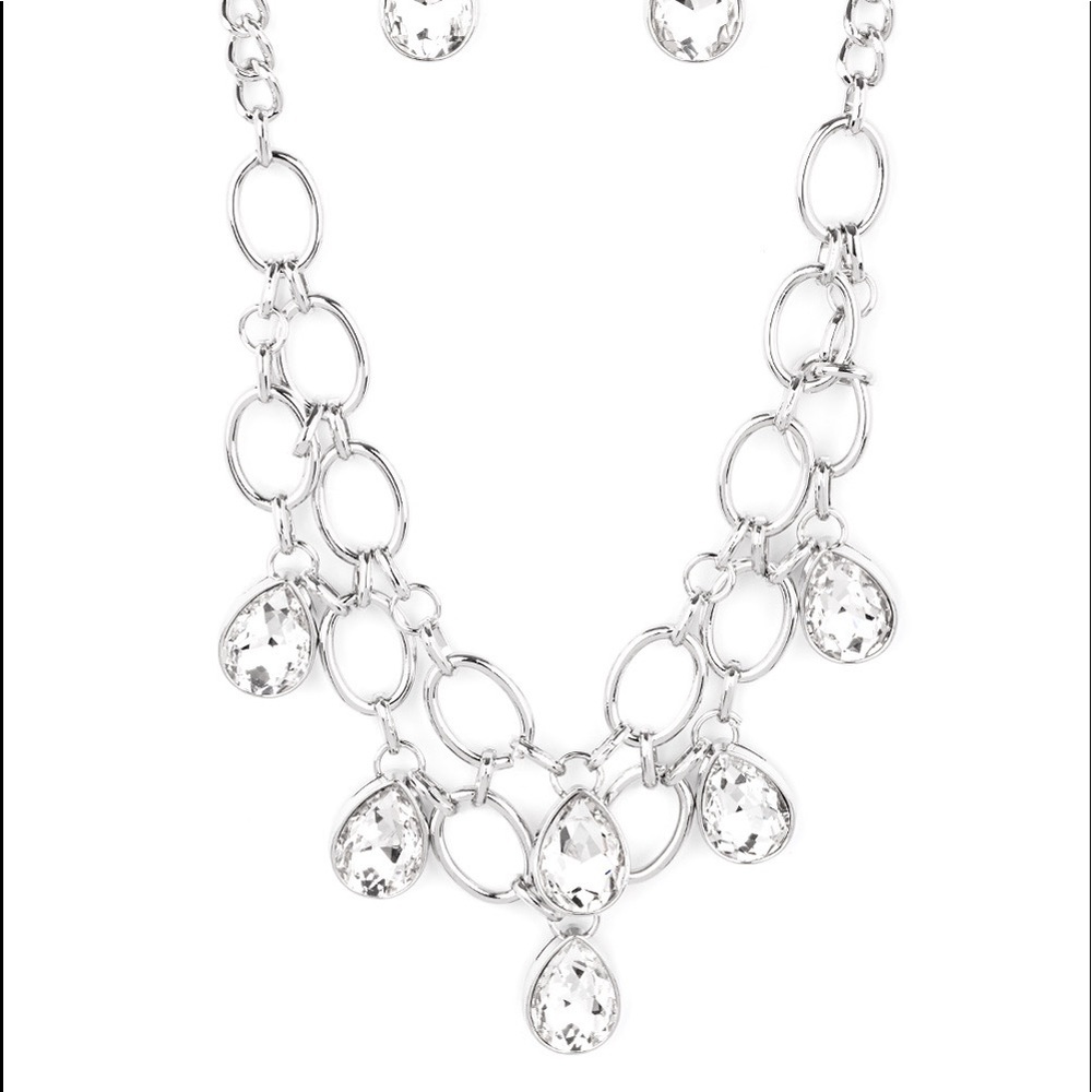 NWT Rhinestone necklace with matching earrings.